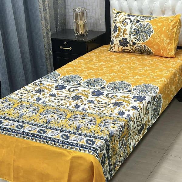 4 Pcs Crystal Cotton Printed Single Bedsheet 18