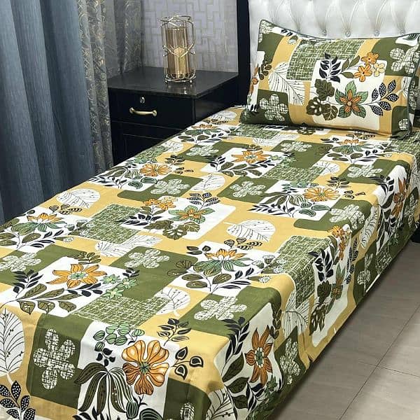 4 Pcs Crystal Cotton Printed Single Bedsheet 19