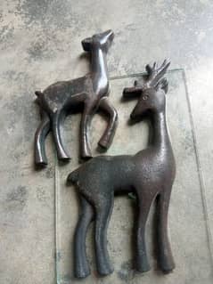 bronze sculpture of two deer antique piece