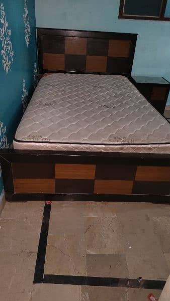 Queen Bed With Spring Mattress and Side Table 5