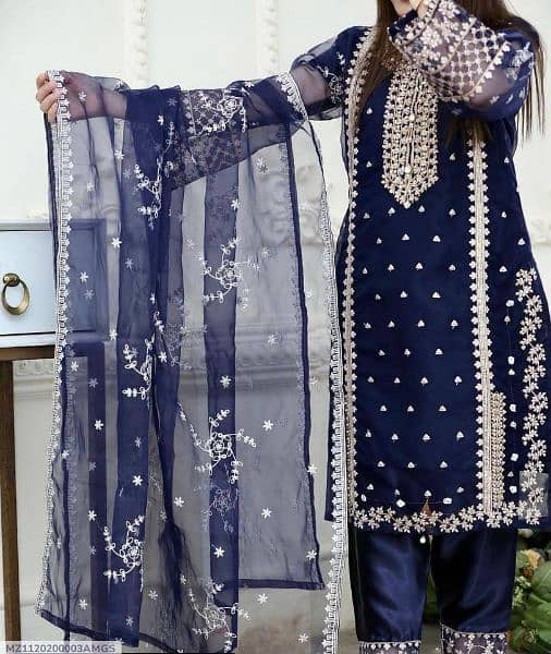 organza ebroidered | 3 Pcs sui | Women's Stitched suit 3