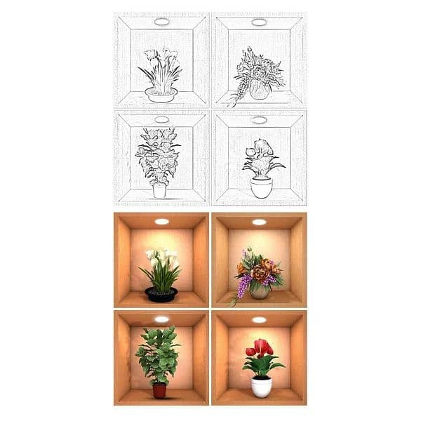 4 PC's Wall Decor 3D Sticker Removable 3