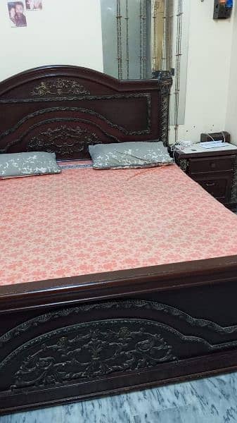 wooden bed king size with mattress 0