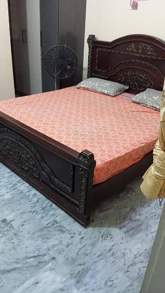 wooden bed king size with mattress 1