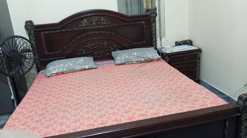 wooden bed king size with mattress 2