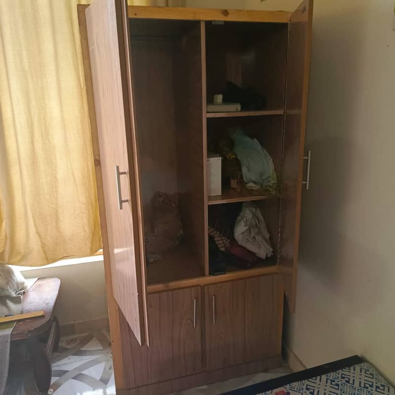 wooden Almirah & Single Bed With  New Mattress 3