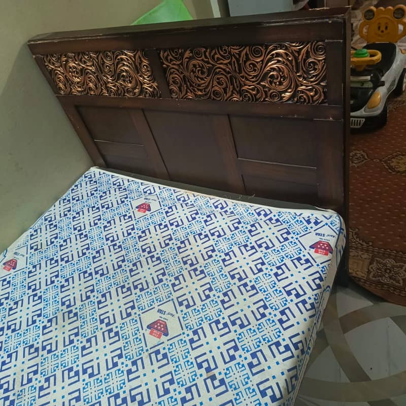 wooden Almirah & Single Bed With  New Mattress 5