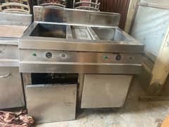 double  tank fryer and hot plate