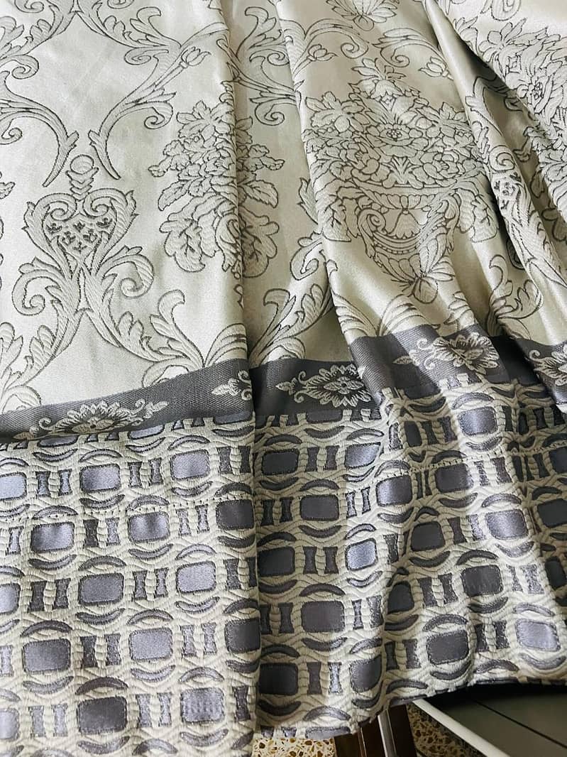 Grey n off white embossed curtains just 600 each8 2