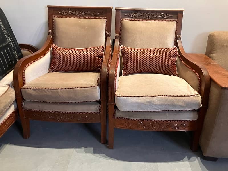 complete sofa set in pure wood 0