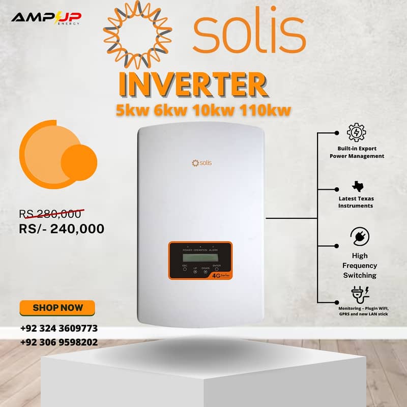 Solis solar inverter hybrid & ongrid model ip66 5kw 6kw 10kw 110kw 0