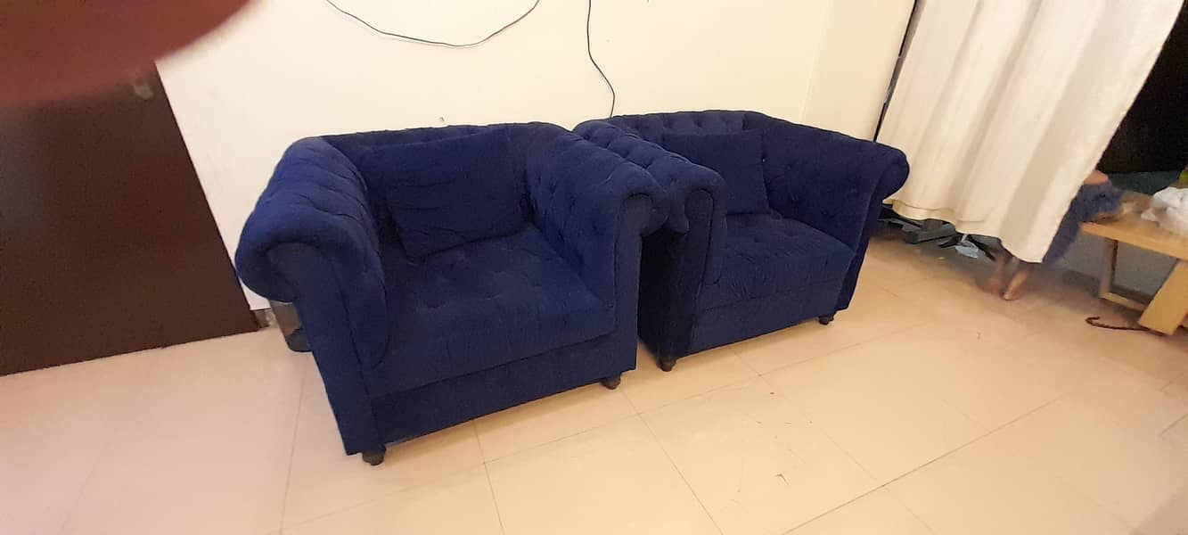 Velvet Blue 5 Seater Sofa Set for sale 4