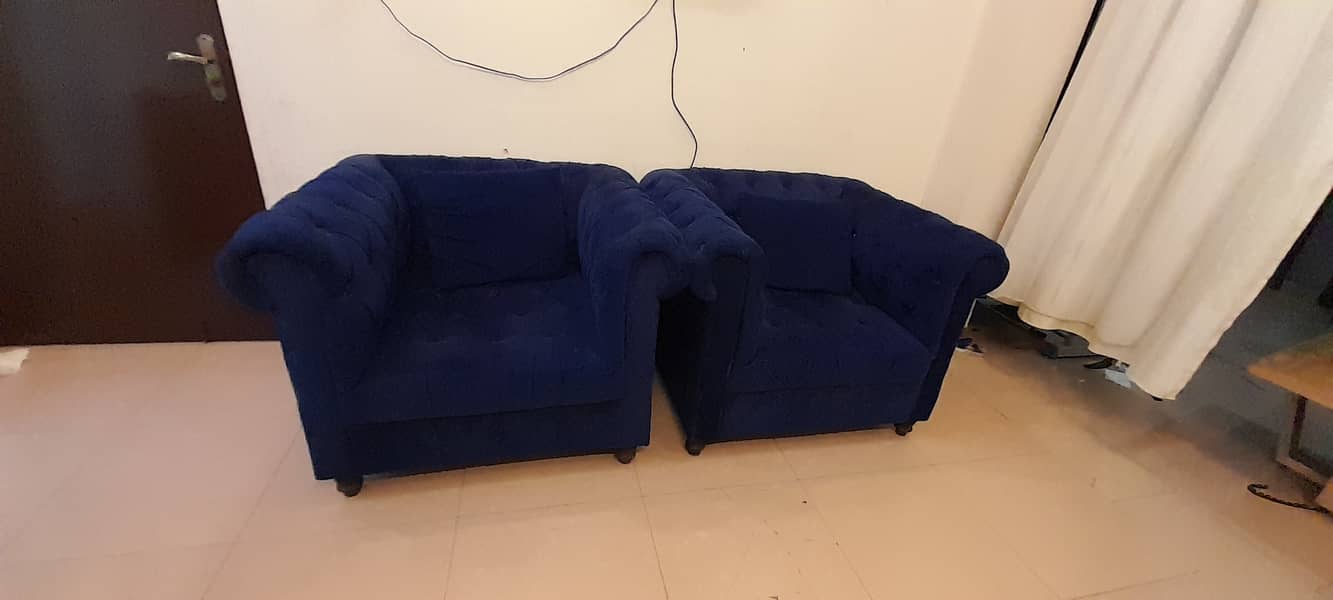 Velvet Blue 5 Seater Sofa Set for sale 2