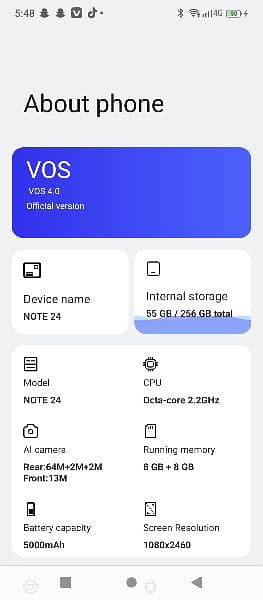 vgo tel note 24 8+8256 gb 4