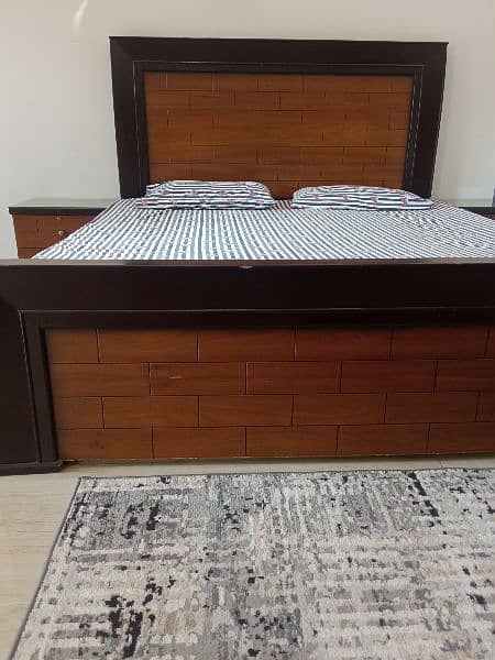 Bed with side table and mattress 1