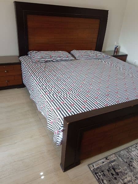 Bed with side table and mattress 2