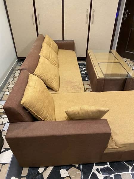 L shaped Sofa with table 1