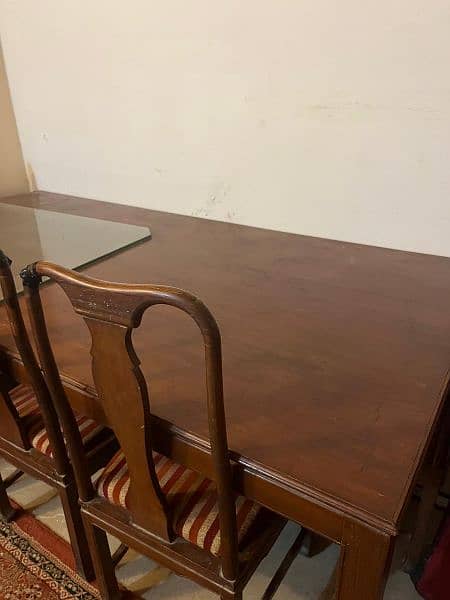 Teak wood dining table with 6 chairs 2