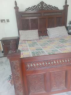 wooden bed with ortho mattress ,side tables dressing 75k