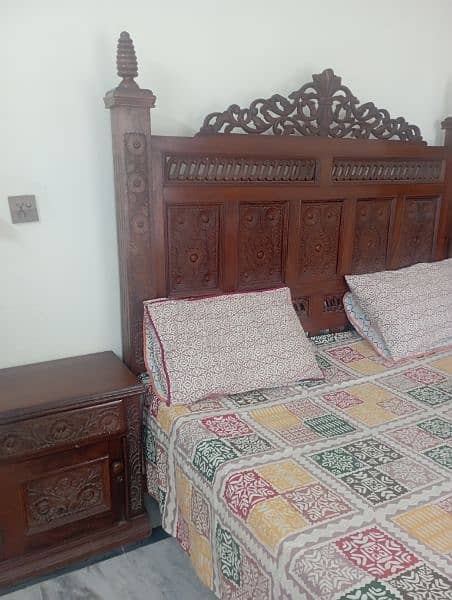 wooden bed with ortho mattress ,side tables dressing 75k 2