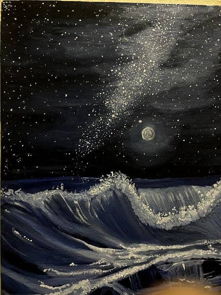 starry night sky by beach 1