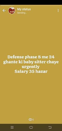 24 ghante ki female babysitter chaye urgently