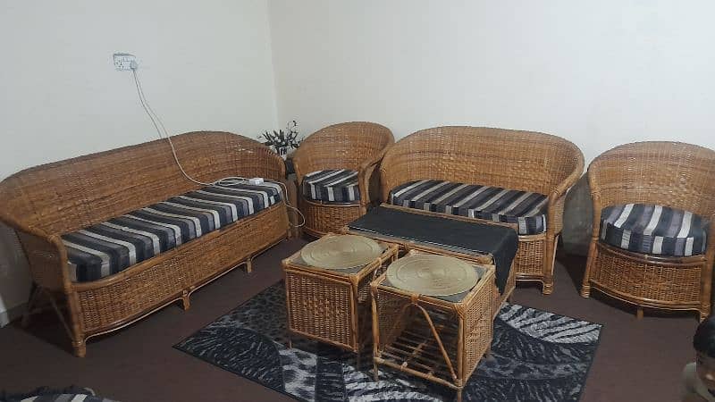 7 seater Sofa Set (made with cane) along with Tables 0