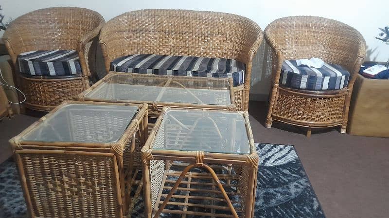 7 seater Sofa Set (made with cane) along with Tables 3