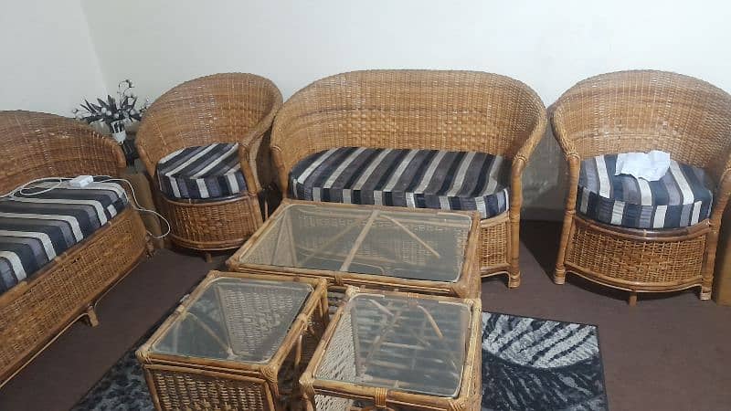 7 seater Sofa Set (made with cane) along with Tables 4