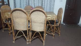 6 seater Dining Table (made with cane) 0