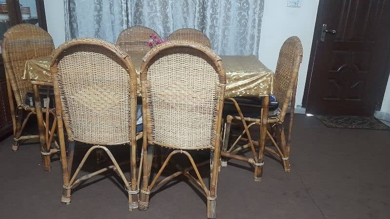 6 seater Dining Table (made with cane) 0