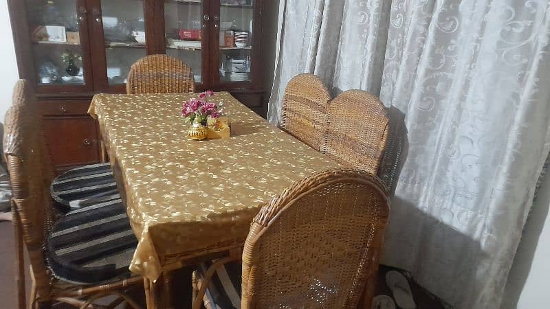 6 seater Dining Table (made with cane) 2