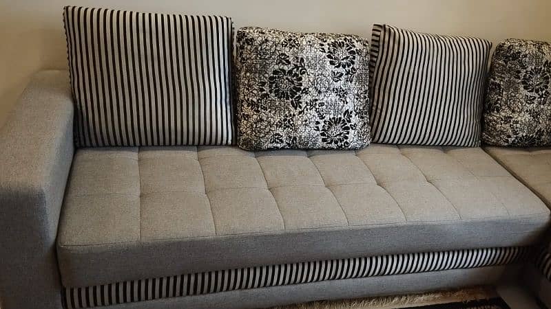 Grey L shaped Sofa with Center table 1