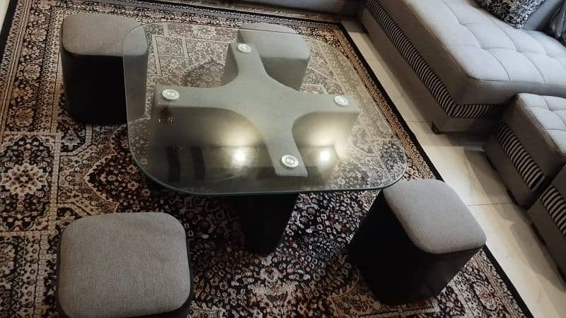 Grey L shaped Sofa with Center table 3