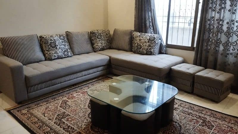 Grey L shaped Sofa with Center table 6