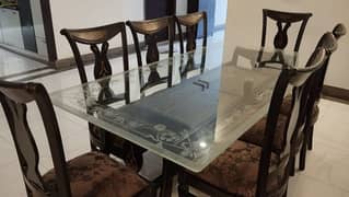 8 seater glass top dining table