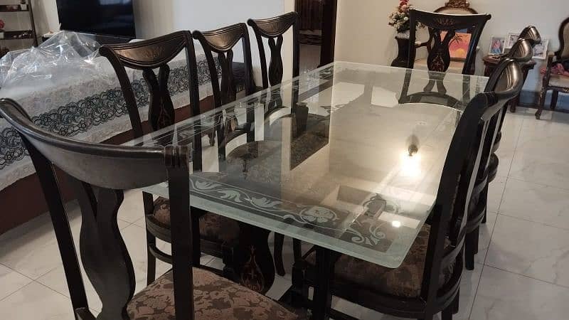 8 seater glass top dining table 1