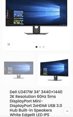 dell 34”inches ips curved borderless LED 0