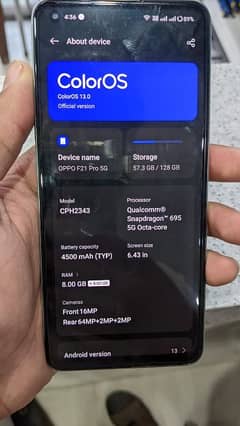 Oppo F21 Pro 5G 8+4 / 128 Memory 0