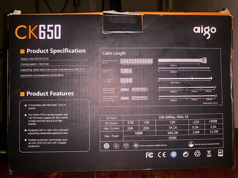 Aigo CK650 (650 Watt)  PSU 5