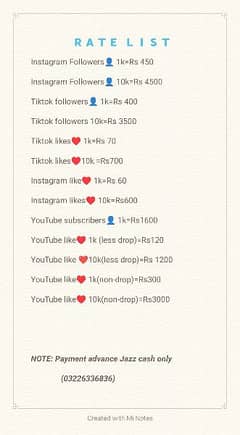 Tiktok , Instagram, youtube follower and likes available in cheap rate