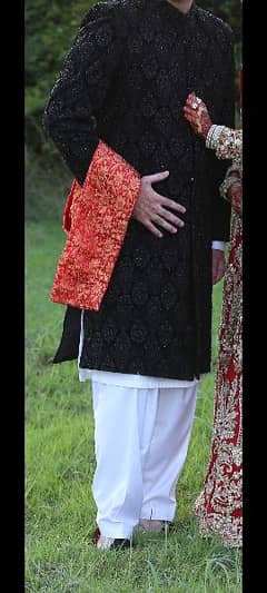 Black velvet sherwani