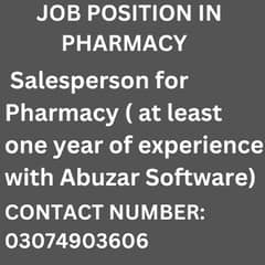 Salesperson for Pharmacy job