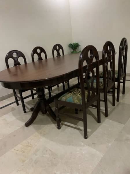 complete Dining tabel with 8 chairs ( shesham wood) 1