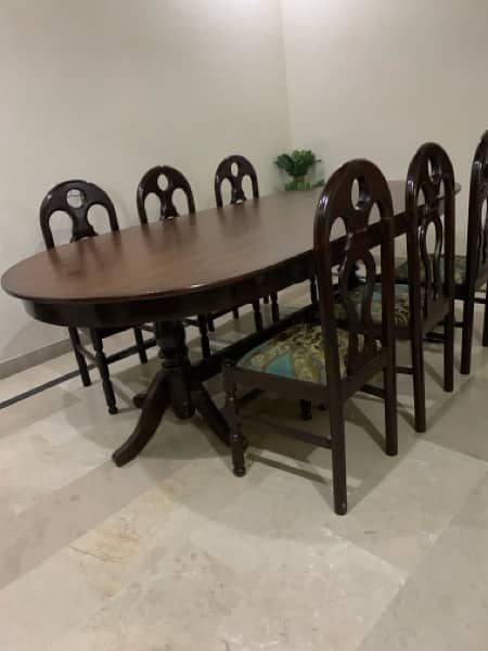 complete Dining tabel with 8 chairs ( shesham wood) 5