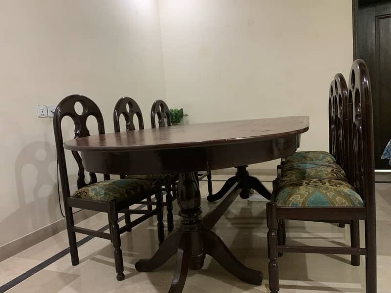 complete Dining tabel with 8 chairs ( shesham wood) 6