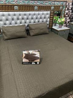 3 PCs cotton Plain bedspread