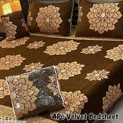 4 pcs velvet double bed sheets