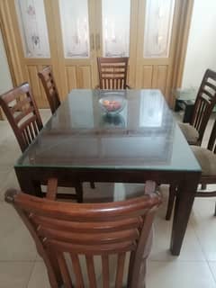 Wooden Dining Table with 6 Chairs