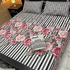 3 pcs cotton salonica printed double bed sheets